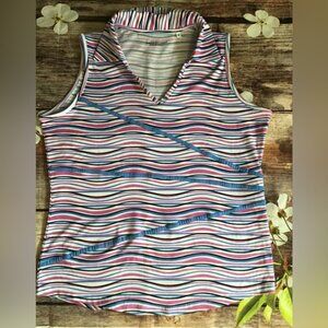 Women’s size medium v neck sleeveless with collar shirt CC bette&court